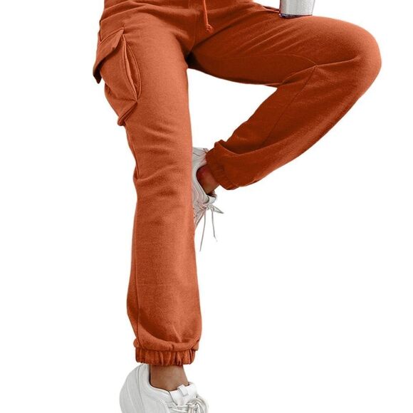 Orange Cargo Jogger SweatPants Drawstring Cargos - Picture 5 of 6